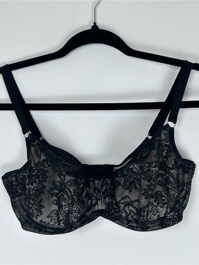 Panache Idina Black Lace Underwire Balconette Bra 34DDD/F US 34E UK